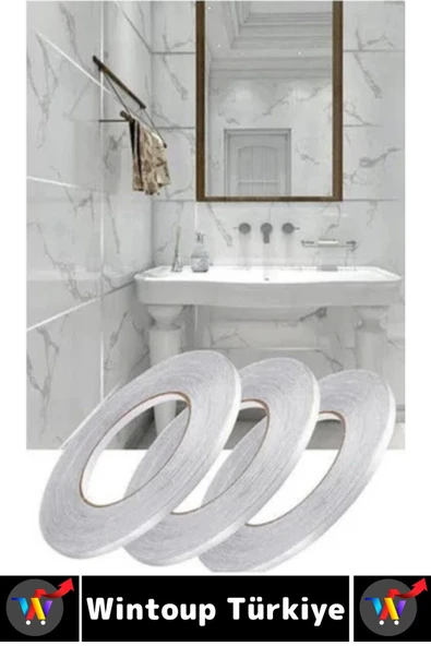 Uzun Ömürlü Kendinden Yapışkanlı Karo Zemin Fayans Derz 0.5 Cm X 50 Metre Gri Şerit Bant 2 Adet - 3