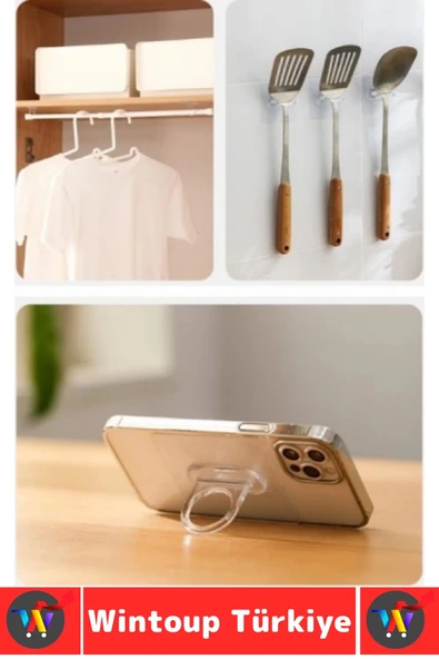 Dayanıklı Kendinden Yapışkanlı Dekorasyon Düzenleme Asma Sabitleme Çok Amaçlı Pratik Yuvarlak Halka - Resim 3