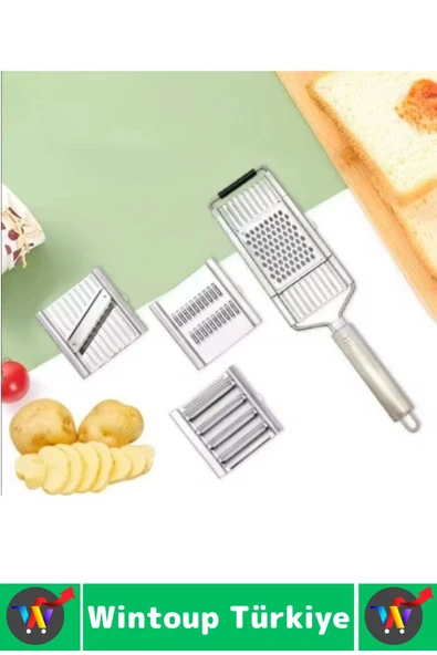 Ergonomik Kaymaz Meyve Sebze Jülyen Dilim Rendeleme Dilimleme Mutfak Değiştirilebilir 4lü El Rendesi - Resim 2