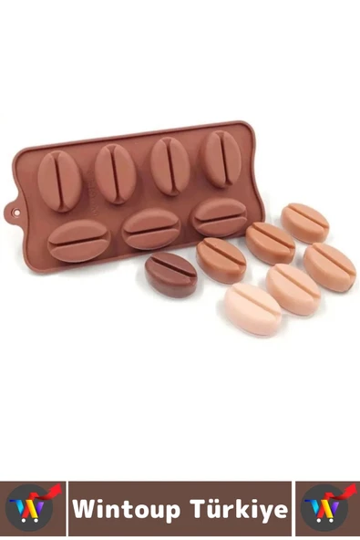 Sıcak Soğuğa Dayanıklı Tatlı Çikolata Jelibon Çok Şık Kahve Çekirdeği Şekilli Esnek Silikon Kalıp - 3