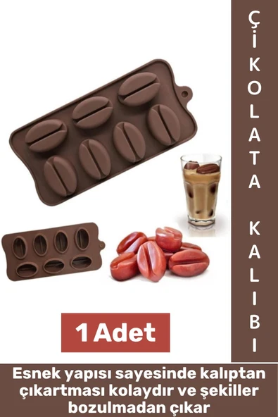 Sıcak Soğuğa Dayanıklı Tatlı Çikolata Jelibon Çok Şık Kahve Çekirdeği Şekilli Esnek Silikon Kalıp