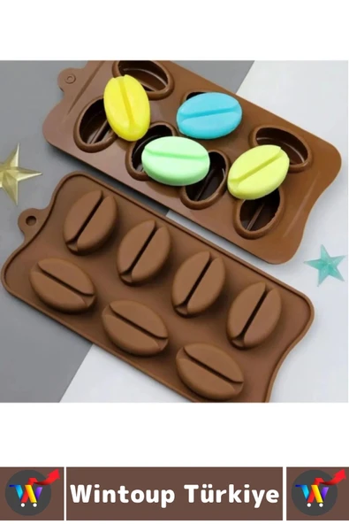 Sıcak Soğuğa Dayanıklı Tatlı Çikolata Jelibon Çok Şık Kahve Çekirdeği Şekilli Esnek Silikon Kalıp - 2
