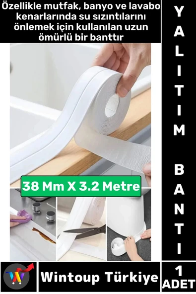 Dayanıklı Lavabo Kenar Küvet Pvc Su Sızdırmaz Yalıtım Yağ Küf Kir Önleyici İzolasyon Bantı 3.2 Metre ürün görseli 1