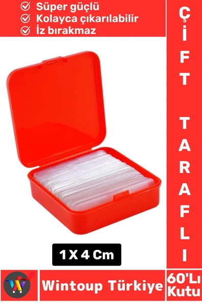 İz Bırakmaz Dayanıklı Pratik Tablo Çerçeve Küçük Obje Çift Taraflı Nano Jel Şeffaf Bant 60'lı Kutu - 1