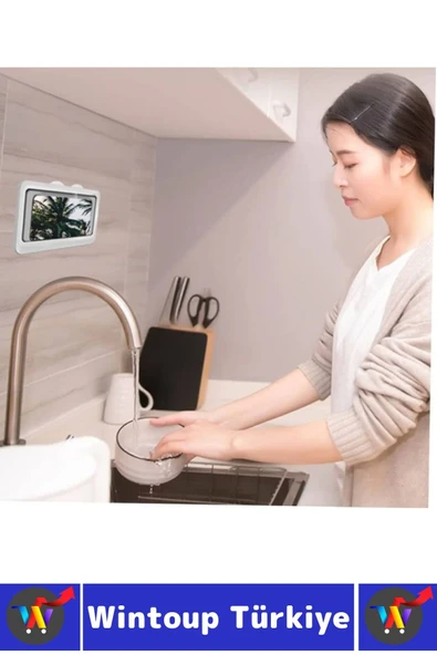 Kompakt Dayanıklı Güvenli Duvara Monte Duş Mutfak Buğu Yapmaz Su Geçirmez Pratik Telefon Kabı - 3