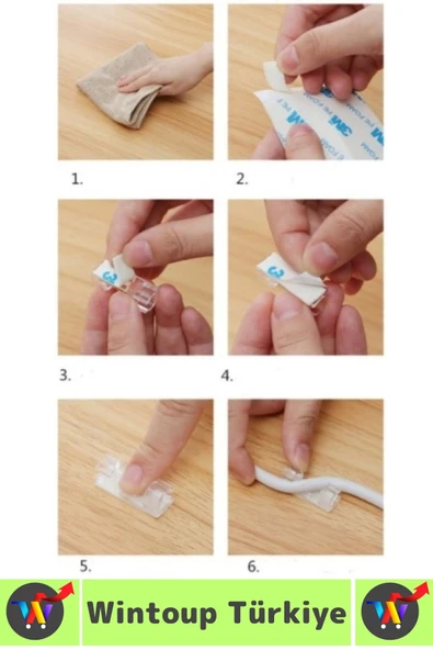 Kendinden Yapışkanlı Telefon Şarj Kablosu Dağınıklık Önleyen Pratik Kablo Sabitleyici Klips 20 Adet - Resim 4