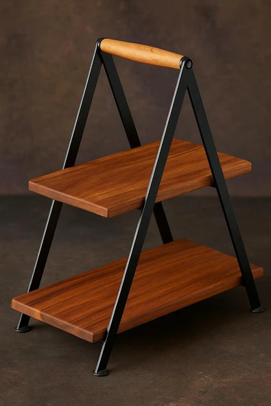 Ahşap Tabak Katmanlı Servis Ahşap Sunum Standı 2 Katlı - 3