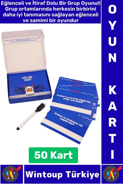 Eğlenceli Arkadaş Grup Oyunu Cesur Sorulu İtiraflı Silinebilir Yazı Kalemli 50 Kartlı İtiraf Oyunu ürün görseli