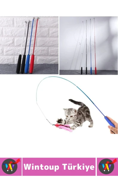 Evcil Hayvan Pet Zihinsel Fiziksel Gelişim İlgi Çeken Eğlenceli Teleskopik Zilli Tüylü Kedi Oyuncağı - Resim 3