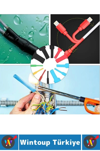 Telefon Şarj Yalıtım Koruma Isıyla Daralan Makaron Renkli Şık Kablo Koruyucu Kılıf 560 Prç Kutulu - Resim 4