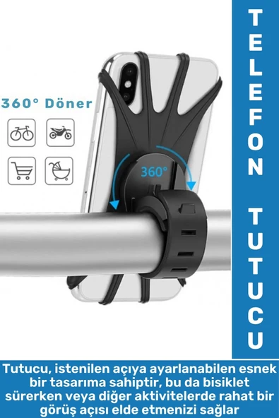 Kolay Kullanım 4-6 İnç Telefon Uyumlu Açısı Ayarlanabilir Esnek Silikon Bisiklet Telefon Tutucu ürün görseli