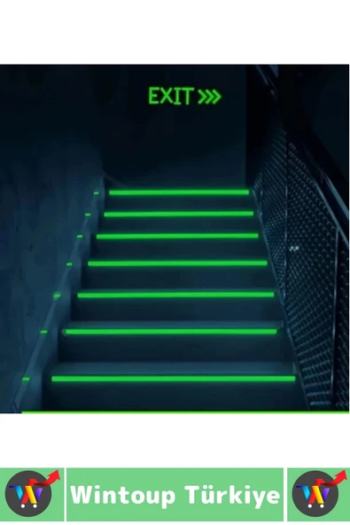 Karanlıkta Parlayan Acil Durum Çıkış Merdiven Kenar Esnek Güçlü Yapışkan Fosfor Bant 2 CmX4 Mtr 3 Ad - 2