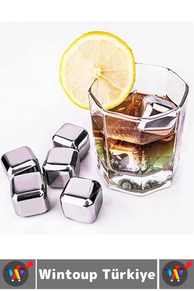 Yıkanabilir Kokteyl İçki Alkol Viski Sulandırmayan Saklama Kutulu Metal Kaplama Buz Taşı 4 Adet - 2