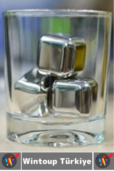 Yıkanabilir Kokteyl İçki Alkol Viski Sulandırmayan Saklama Kutulu Metal Kaplama Buz Taşı 4 Adet - 5