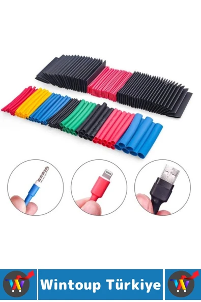 Telefon Şarj Yalıtım Koruma Isıyla Daralan Makaron Renkli Şık Kablo Koruyucu Kılıf 560 Prç Kutulu - Resim 2