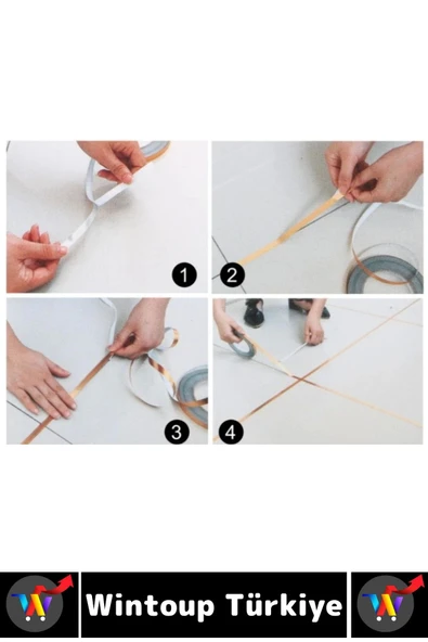 Uzun Ömürlü Kendinden Yapışkanlı Karo Zemin Fayans Derz 1 Cm X 50 Metre Gri Şerit Bant 2 Adet - 6