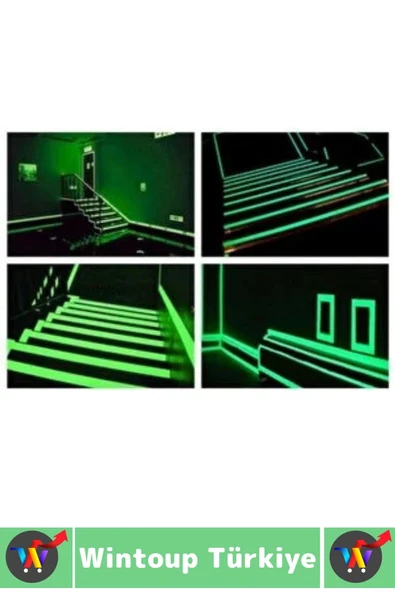 Karanlıkta Parlayan Acil Durum Çıkış Merdiven Kenar Esnek Güçlü Yapışkan Fosfor Bant 2 CmX4 Mtr 4 Ad - Resim 3