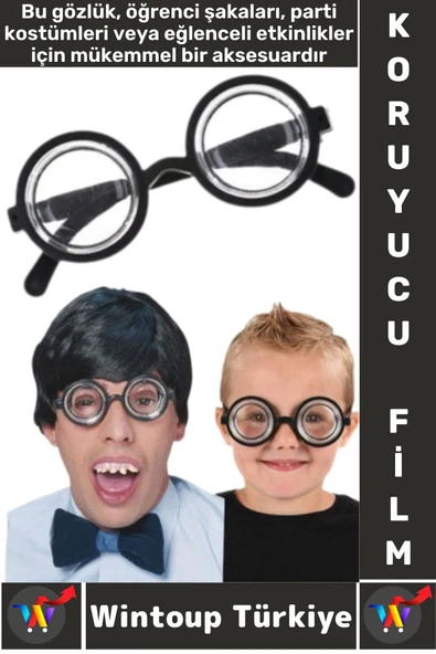 Eğlenceli Çocuk Yetişkin Parti Kostüm Öğrenci Arkadaş Şaka Kalın Büyük Cam İnek Öğrenci Şaka Gözlüğü ürün görseli