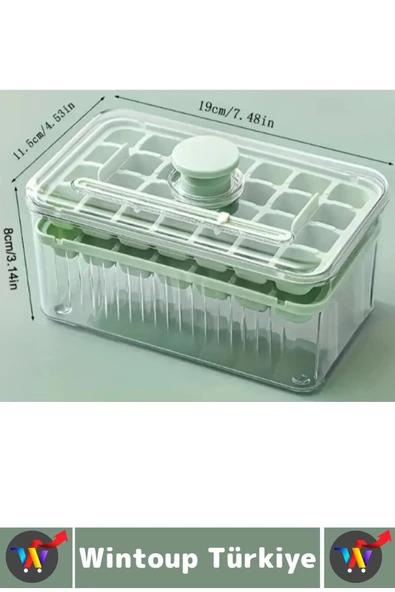 Dayanıklı Sert Plastik Zahmetsiz BPA İçermez Şeffaf Kapaklı Hazneli 56 Bölmeli Basmalı Pratik Buzluk - Resim 5