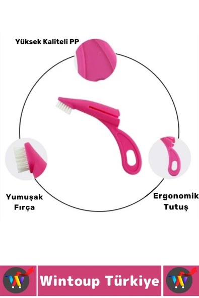 Ergonomik Kolay Tutuş Zararsız Yumuşak Fırça Yavru Kedi Köpek Evcil Hayvan Diş Fırçası - 3