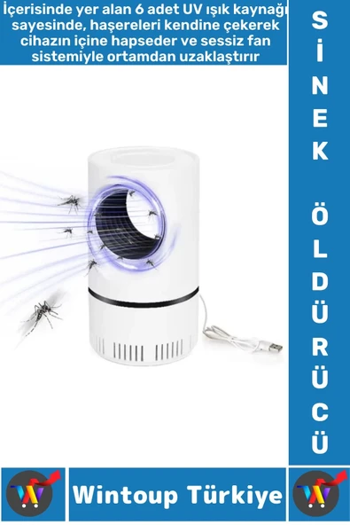 Premium Kimyasal İçermez 6 Uv Işıklı Sessiz Çalışır Gece Lambası Kullanımlı Haşere Sinek Öldürücü