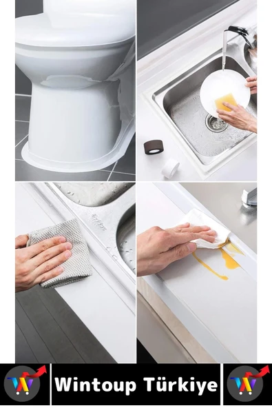 Dayanıklı Lavabo Kenar Küvet Pvc Su Sızdırmaz Yalıtım Yağ Küf Kir Önleyici İzolasyon Bantı 3.2 Metre - Resim 6