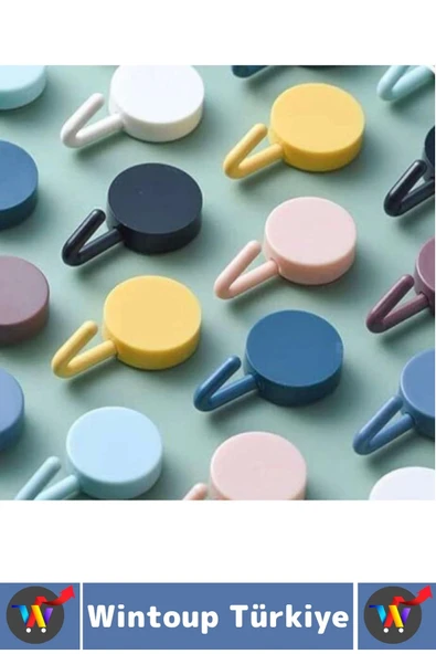 İz Bırakmaz Montaj Gerektirmez Mutfak Banyo Ev Ofis Kendinden Yapışkanlı Renkli Pratik Duvar Askısı - Resim 3