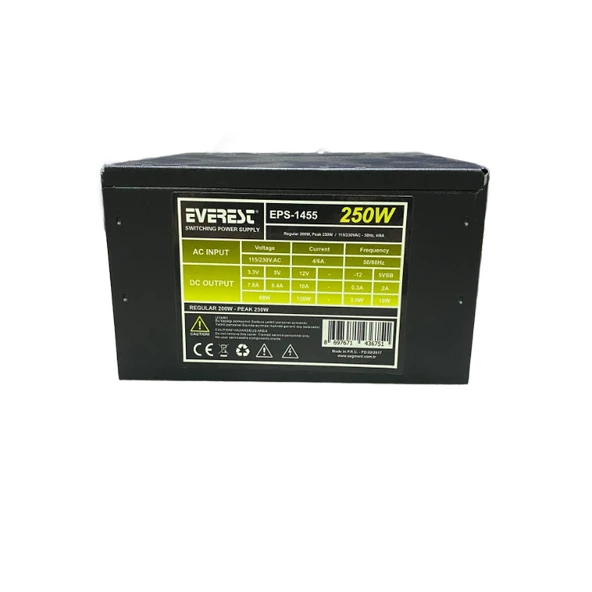 EVEREST  EPS-1455 250 WATT POWER SUPPLY 12 CM FANLI GÜÇ KAYNAĞI (2 EL YENİLENMİŞ ÜRÜN) - 3
