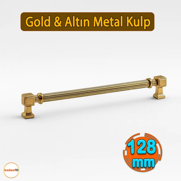 Yeni Talas Çizgili Gold Altın Metal 128 mm 12.8 cm Mobilya Mutfak Çekmece Dolap Kulpu Kulbu Kulpları - Resim 2