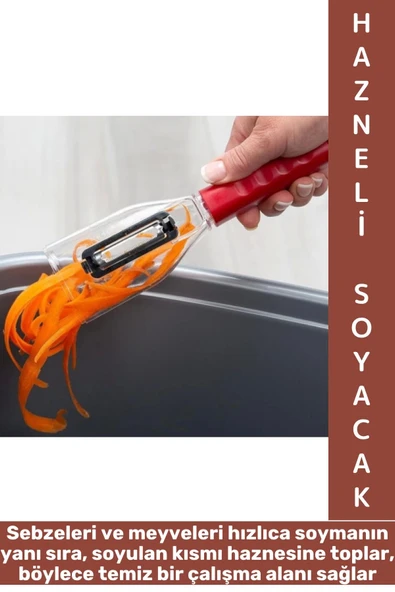Ergonomik Sebze Meyve Soyacağı Kabukları İçinde Tutan Pratik Kolay Kullanım Hijyenik Hazneli Soyacak ürün görseli