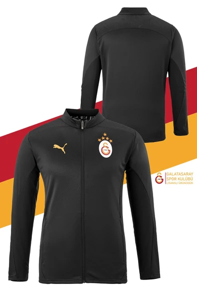 Galatasaray Orijinal Lisanslı 5 Yıldızlı A Takım Tam Fermuarlı Antrenman Üst Siyah Sweat Gs Aslan Baskılı Hediyelik Ahşap Kutulu - 2