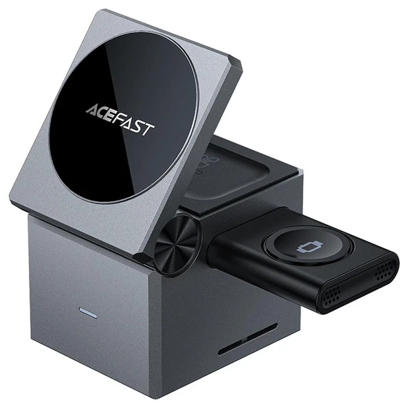 Acefast Katlanabilir Kablosuz Masaüstü Hızlı Şarj Standı - 23W Kablosuz Şarj Çıkışlı - Magsafe , Apple Watch ve Airpods Uyumlu - E18 - 1