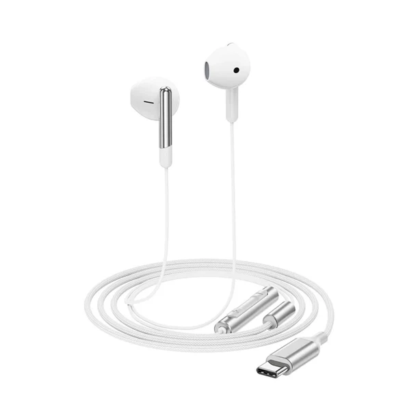 Acefast USB-C Kablolu Mikrofonlu Kulaklık Uzaktan Kumandalı Type-C Kulaklık 1.2 Metre - Beyaz - L3 - 5