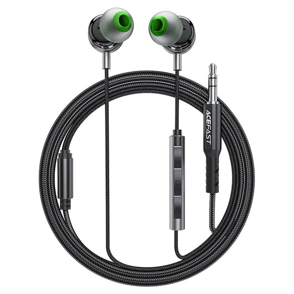 Acefast 3.5mm Kablolu HD Mikrofonlu Kulaklık Uzaktan Kumandalı Aux Girişli Kulaklık 1.2 Metre - Siyah - L4 - 1