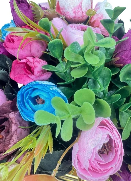 Yapay Çiçek Aranjmanı Erengüllü Gümüş Renk Metal Burgulu Vazolu Arajman Nişan Kız İsteme Çiçeği - Resim 5