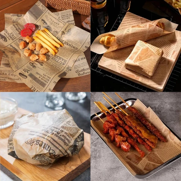 Kendi Desenli Sunum Kağıdı 50'li Vintage Gazete Desen Karışık 35X25 cm 3 Farklı Model ürün görseli