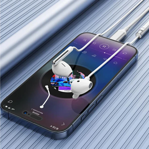 Acefast USB-C Kablolu Mikrofonlu Kulaklık Uzaktan Kumandalı Type-C Kulaklık 1.2 Metre - Beyaz - L3 - 4