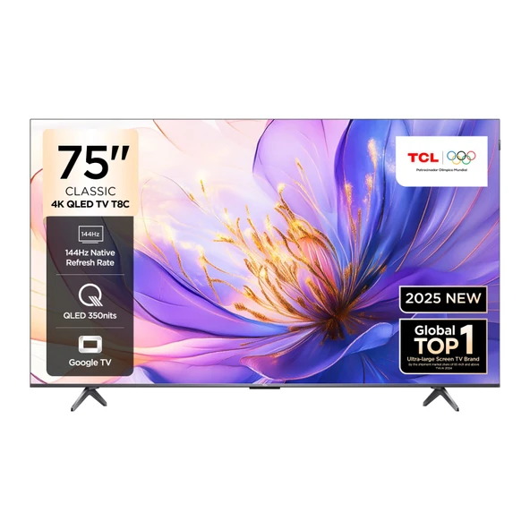 TCL 75T8CGTV 4K QLED 75" 144HZ GOOGLE TV ürün görseli 1