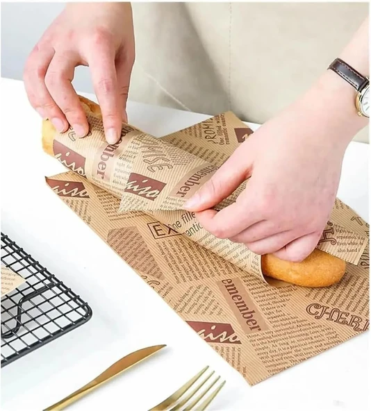 Kendi Desenli Sunum Kağıdı 50'li Vintage Gazete Desen Karışık 35X25 cm 3 Farklı Model - Resim 5