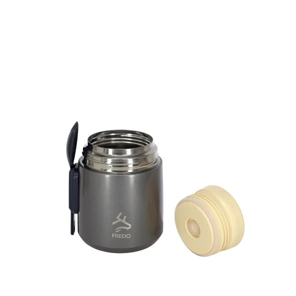 Duo Dine Bebek Metalik Gri Mama Kabı & Yemek Saklama Termosu, Mug - 8 Saat Sıcak, 12 Saat Soğuk Tutma 500 ml - 3