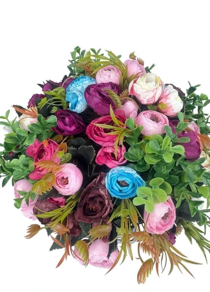 Yapay Çiçek Aranjmanı Erengüllü Gümüş Renk Metal Burgulu Vazolu Arajman Nişan Kız İsteme Çiçeği - Resim 4