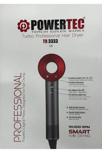 Powertec TR-3333 Plazma 2400 W Saç Kurutma Makinesi - 3