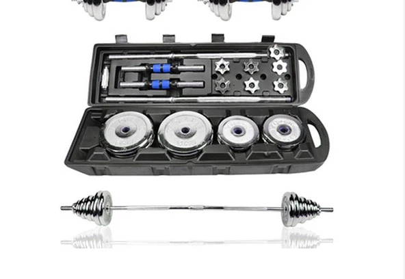 CKSpor 2 Adet 50 kg Çantalı Krom Dambıl Bar Ve Plaka Seti Toplam 100KG - 8