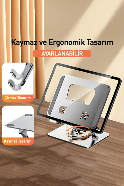 Tablet tutucu, Dönebilen Tablet Standı, Metal Tablet Tutucu,  Katlanabilir Metal Tablet Tutucu, Telefon Tutucu Stant, 4.7-12 Inç - 8
