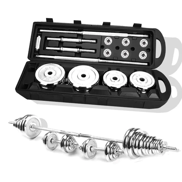 CKSpor 2 Adet 50 kg Çantalı Krom Dambıl Bar Ve Plaka Seti Toplam 100KG - 6