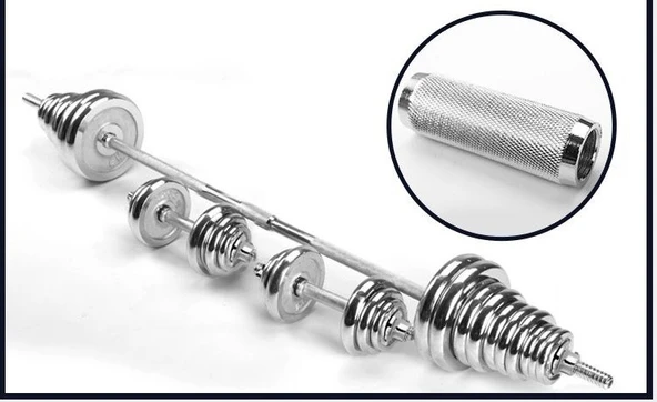 CKSpor 2 Adet 50 kg Çantalı Krom Dambıl Bar Ve Plaka Seti Toplam 100KG - 7
