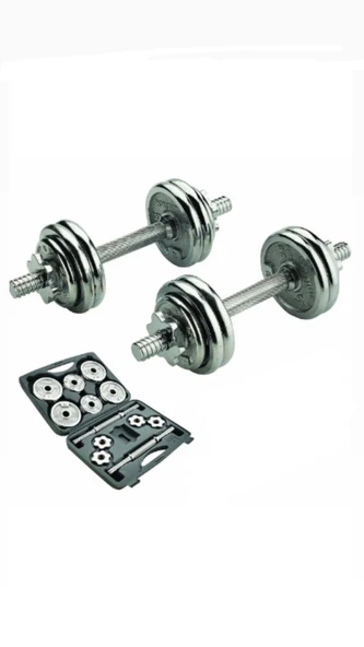 CKSpor 2 Adet 15 Kg Krom Dumbell Seti Çantalı Döküm Plaka Dambıl Seti  CKS15 - 1