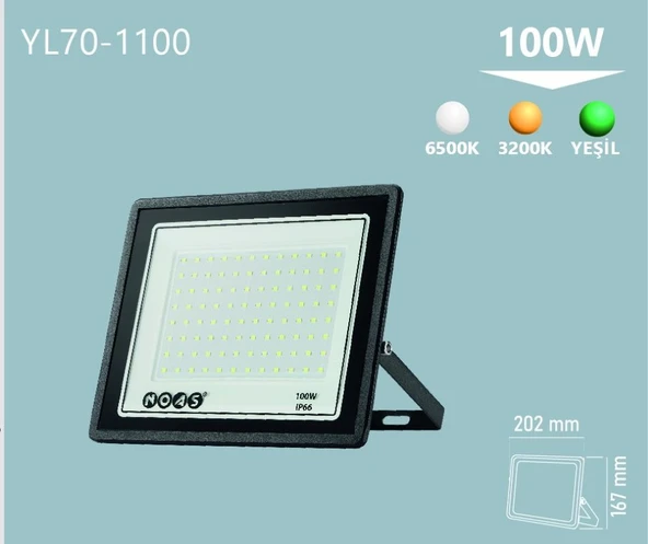 NOAS 100W ULTRA SLİM LED PROJEKTÖR 8000LM-6500K YL70-1100 ürün görseli