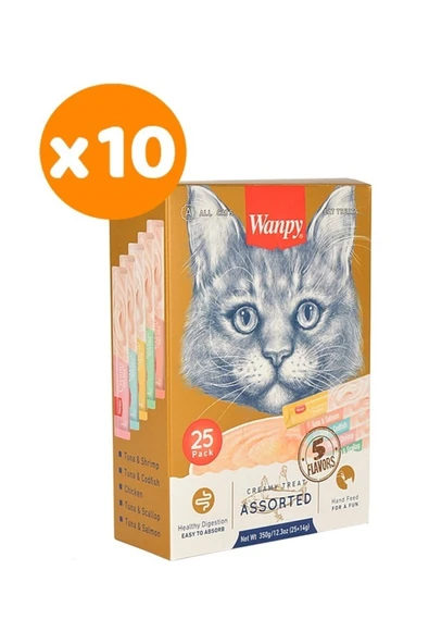 Wanpy Karışık 8 Lezzetli Sıvı Kedi Ödül Maması 14gr x 250 ad ürün görseli