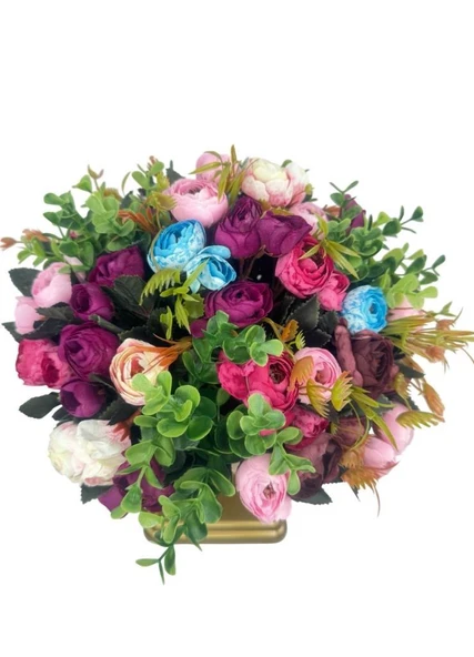 Yapay Çiçek Aranjmanı Erengüllü Antik Altın Renk Metal Burgulu Vazolu Nişan Kız İsteme Çiçeği - Resim 3